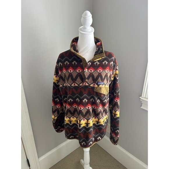 Patagonia Synchilla Snap-T Fleece Pullover Companions Big Logwood Brown S - Picture 1 of 5